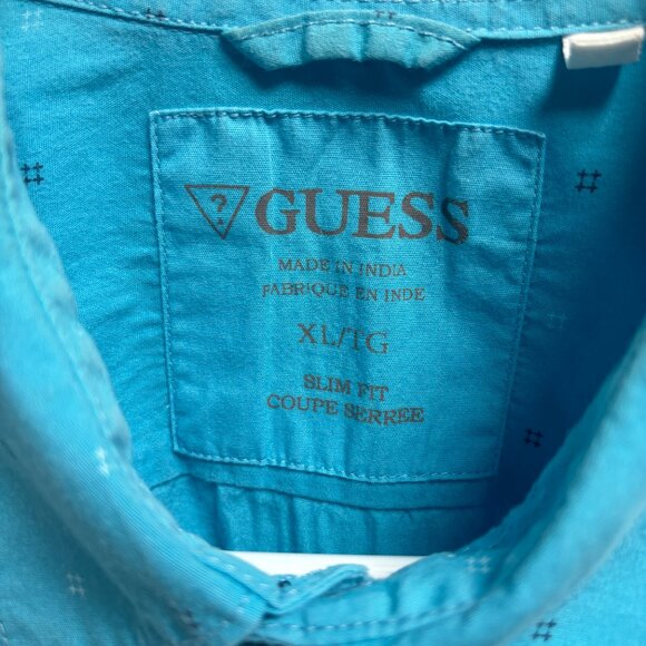 Guess Short Sleeve Slim Fit - Turquoise - Size XL - 1479 - Picture 2 of 3